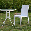 흰색 등나무 직조 stackable 플라스틱 armless 의자
